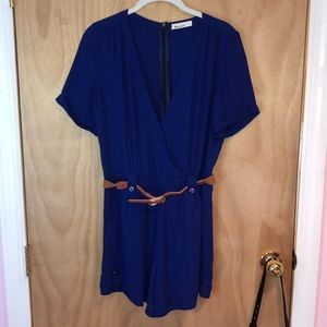 Blue romper with belt